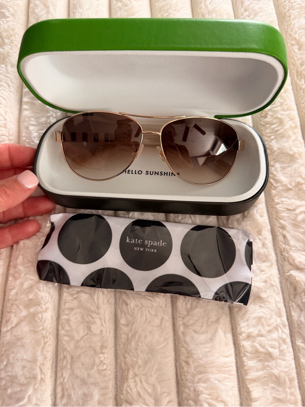 kate spade Gold Metal Aviator Sunglasses with Brown Gradient Lenses